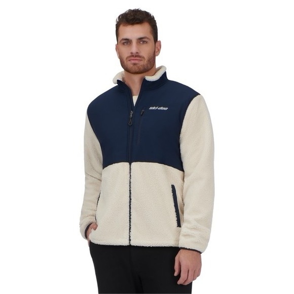 Ski-Doo Other - Ski-Doo Men's L Teddy Fleece Jacket Ivory Navy